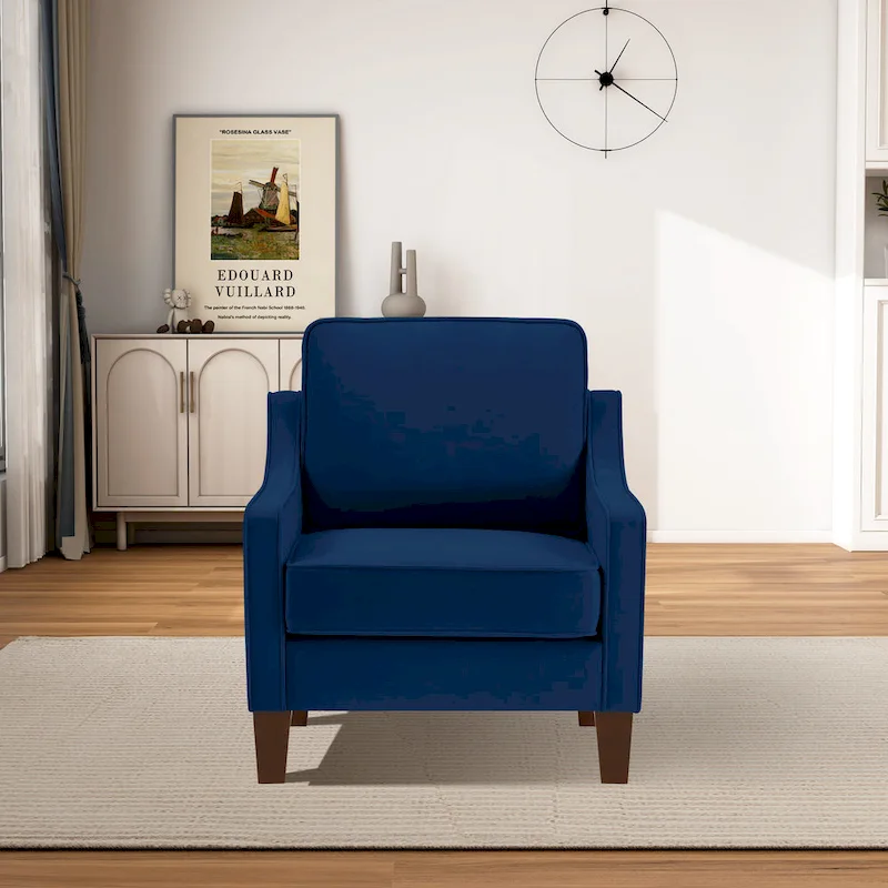 Modern Velvet Upholstered Accent Chair Single Sofa Armchair