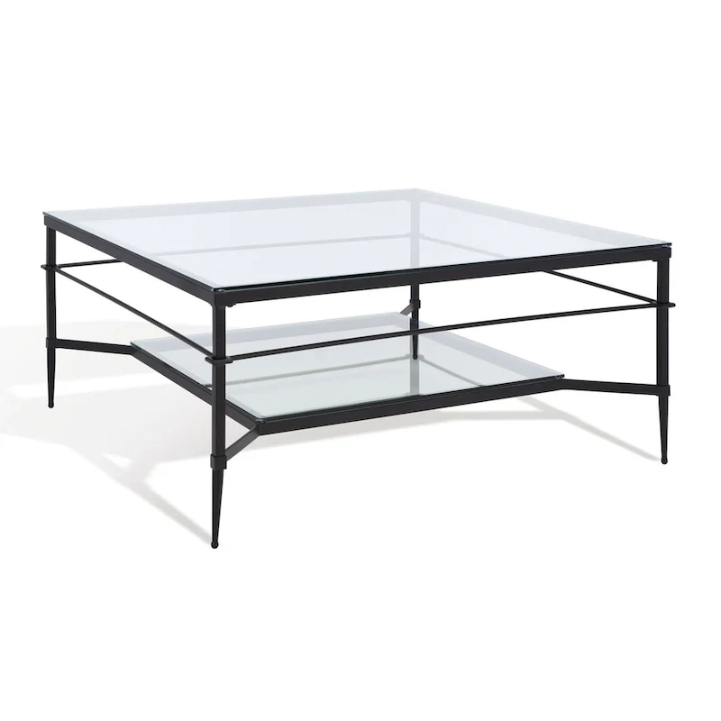 Leaf Cocktail Table with Glass Shelf, 43