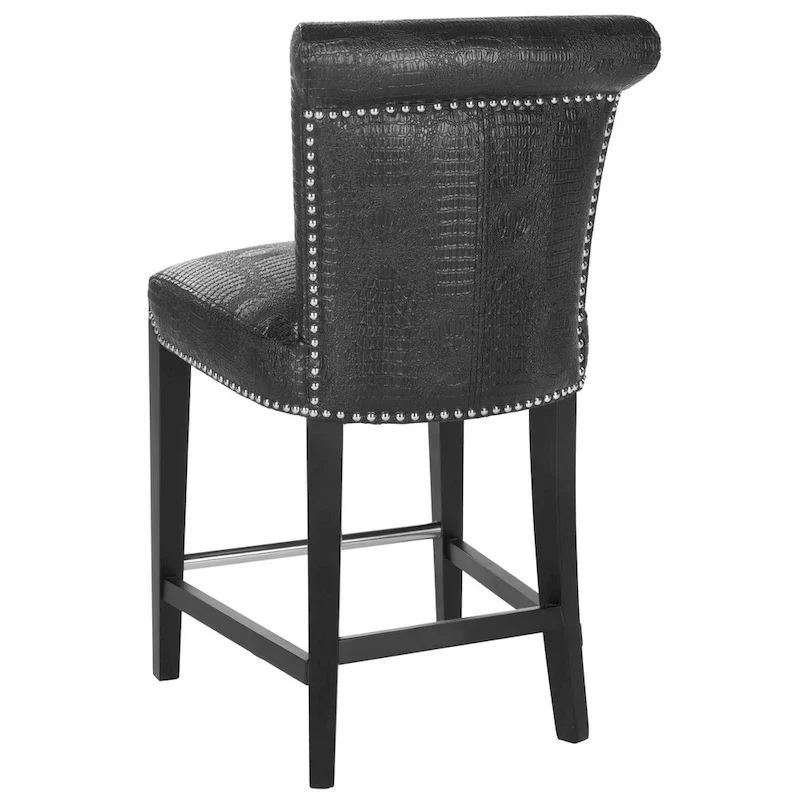 Black Faux Leather 23-inch Counter Stool - 18.7 W x 23 D x 36.4 H - 19Wx23Dx36H