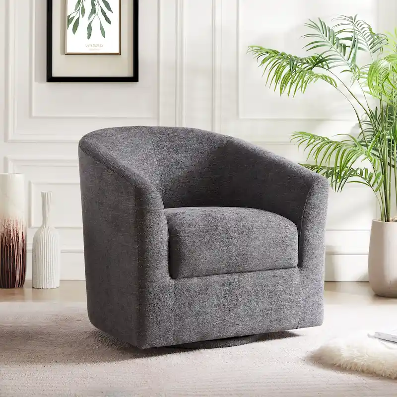 Cuenca Modern Upholstered Barrel Chair with Swivel Base