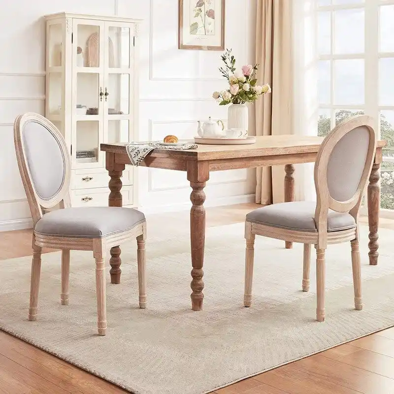 Mieres French Vintage Upholstered Dining Chair, Side Chair(Set of 2) - N/A