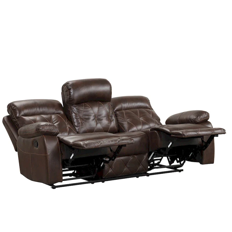 Owen 3-Piece Brown Breathable Leather Manual Reclining Sofa Set