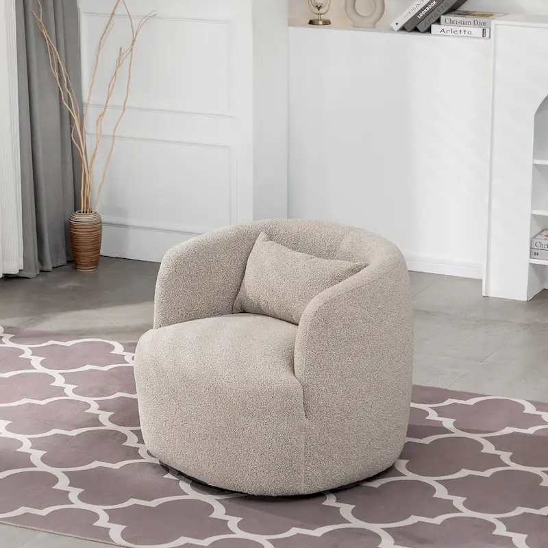 KINWELL 34 Wide Boucle Fabric Upholstered Swivel Armchair (Set of 2)