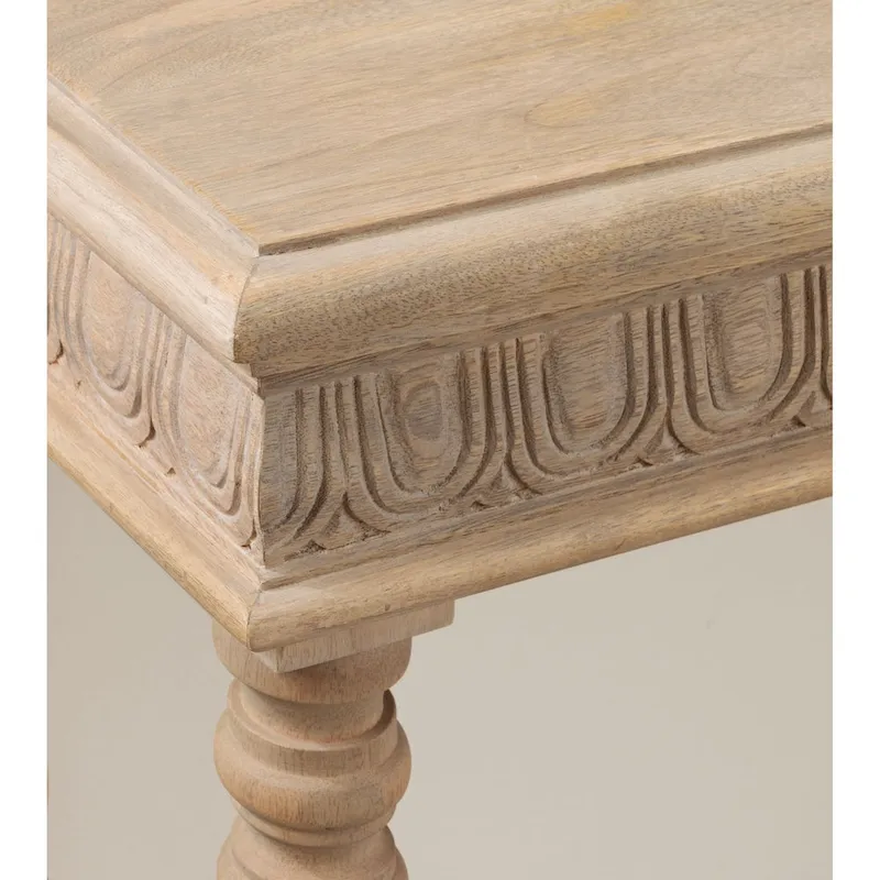 Carved Wood Entryway Table — 36x14x30