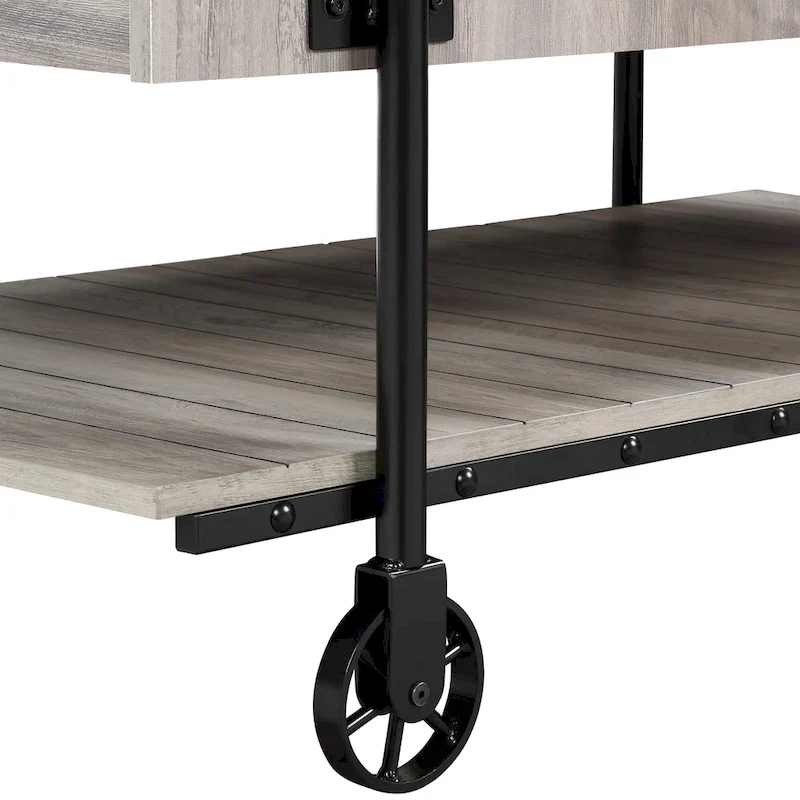 Farmhouse Steel 2-Piece Coffee Table Set with Shelf