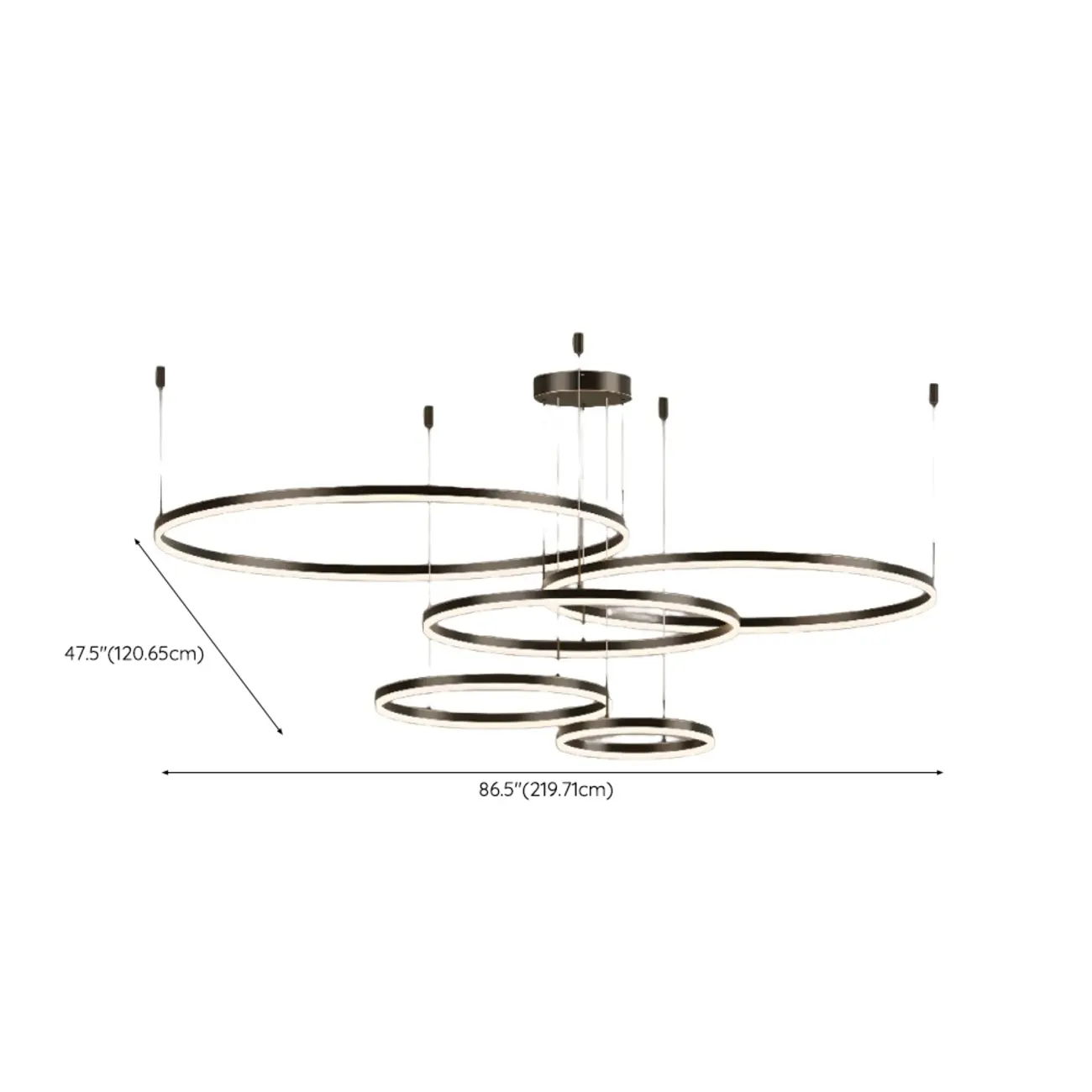 Modern Gold Multi-Circle Tiered Metal Ring LED Chandelier