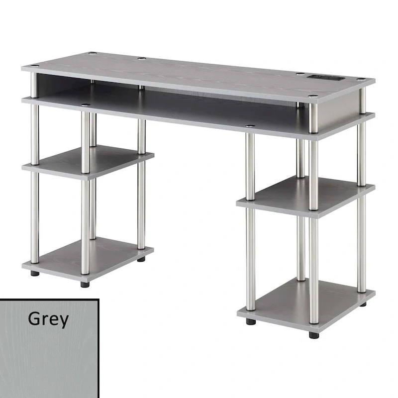 Designs2Go No Tools Student Desk with Charging Station and Shelves