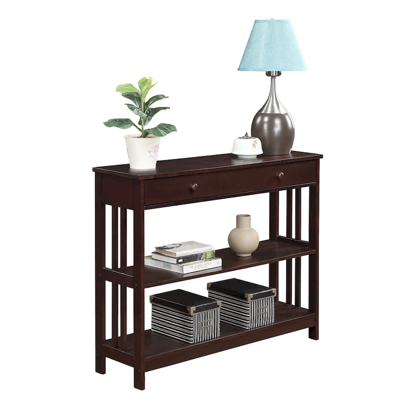 Convenience Concepts Mission 1 Drawer Console Table with Shelves