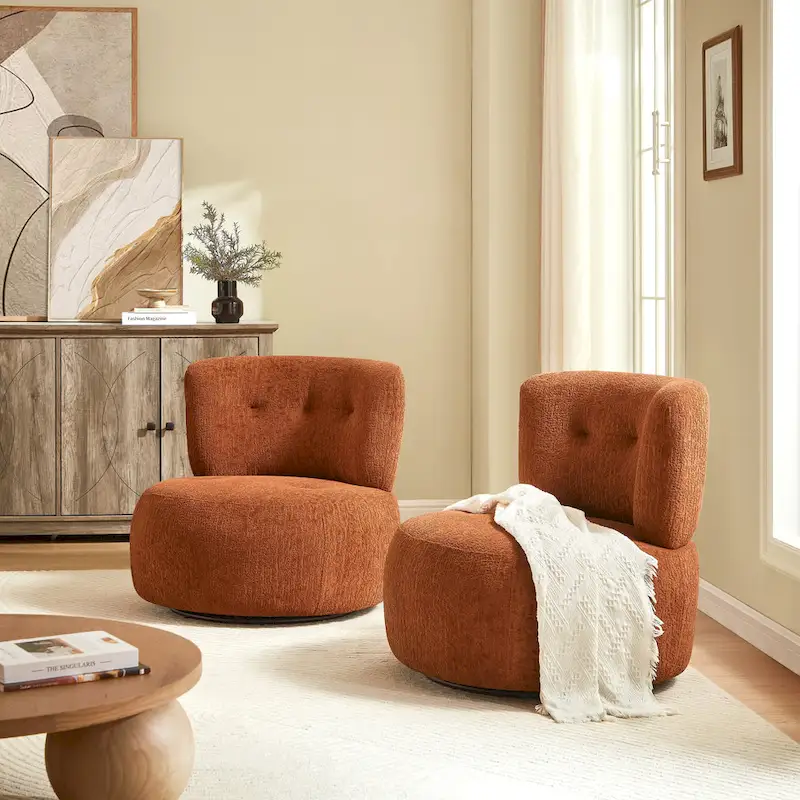 Art Leon Flannel Upholstered Swivel Accent Chair