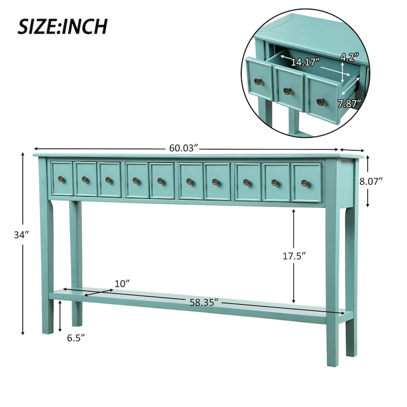 Merax Rustic 4-drawers Long Entryway Console Table
