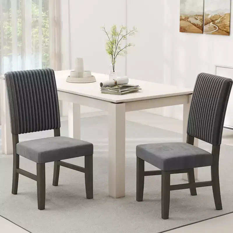 Dining Chair 4 Mid-Century Modern Velvet Fabric Upholstered Chairs