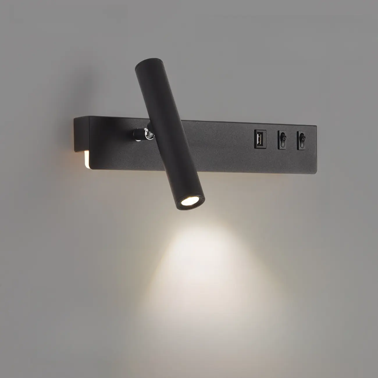 Minimalist Modern Wall Sconce with USB & Rotatable Spotlight