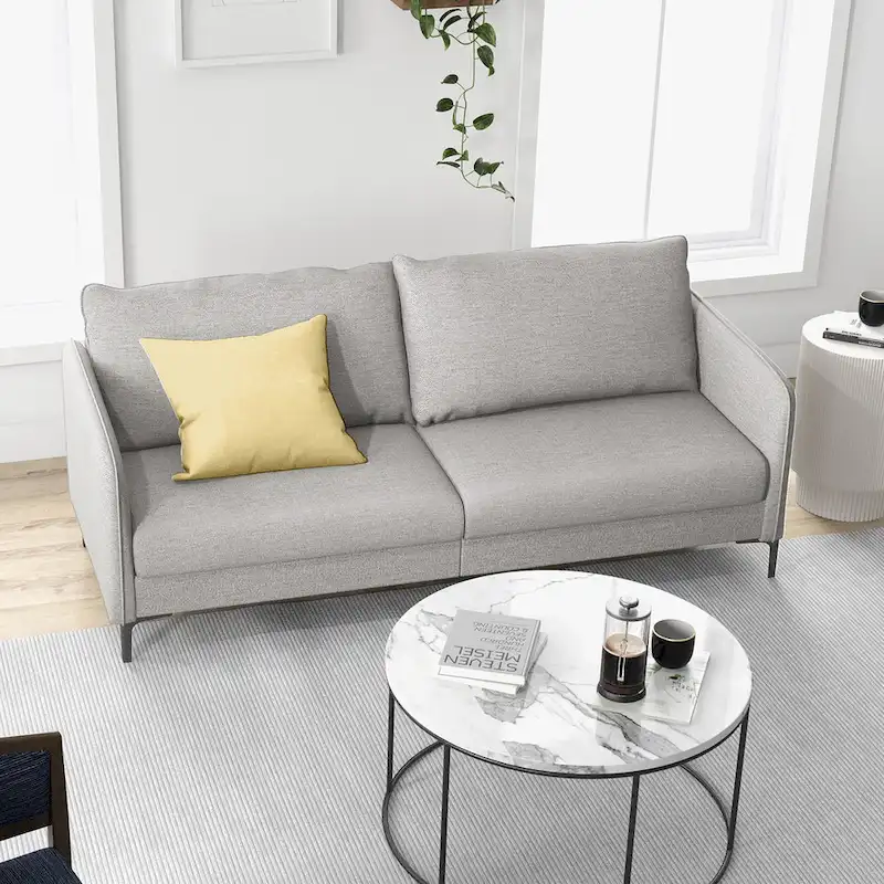 Modern 76 Loveseat Sofa Couch with Metal Legs Gray