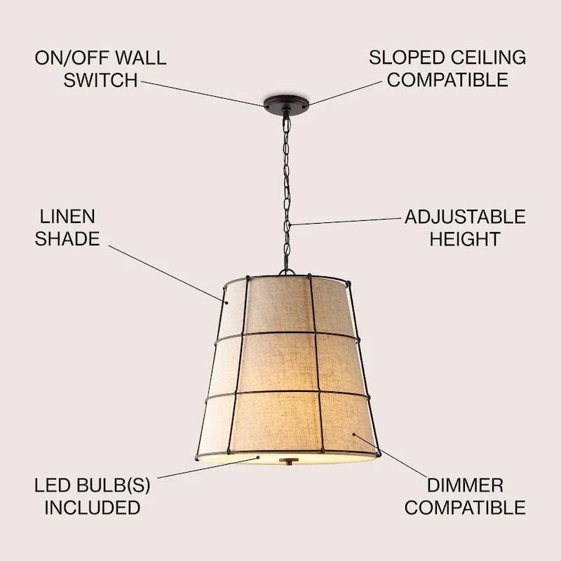 Chadwick 19  3-Light Rustic Farmhouse Iron LED Pendant, Oil Rubbed Bronze by JONATHAN Y - 3 Light