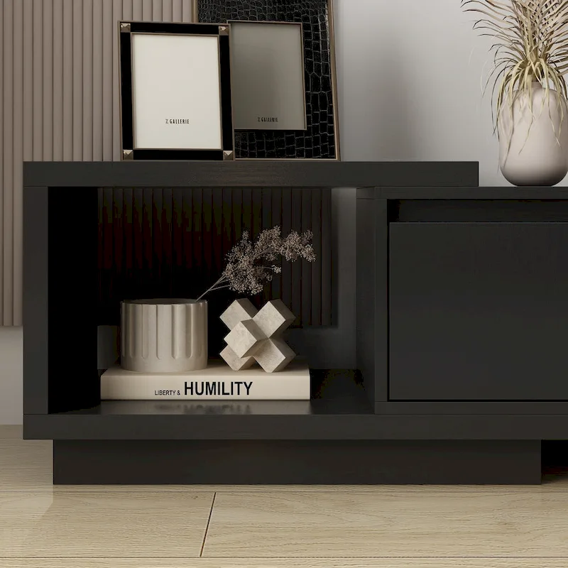 Modern Style Extendable TV Stand with 3Drawer White/Black 65.4-106.3
