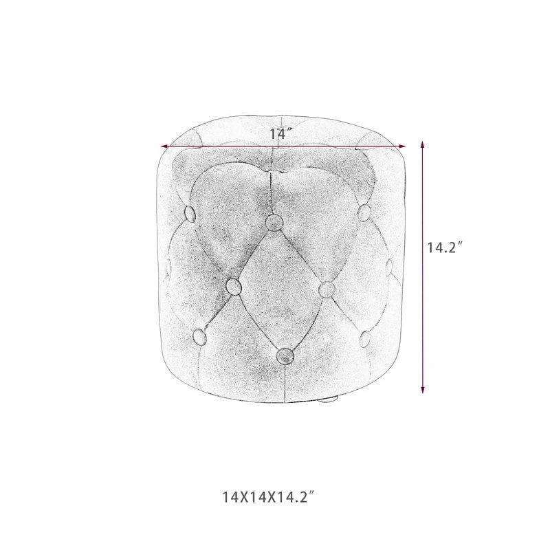 Adeco Tufted Round Ottoman - Upholstered Ottoman Footstool Foot Rest