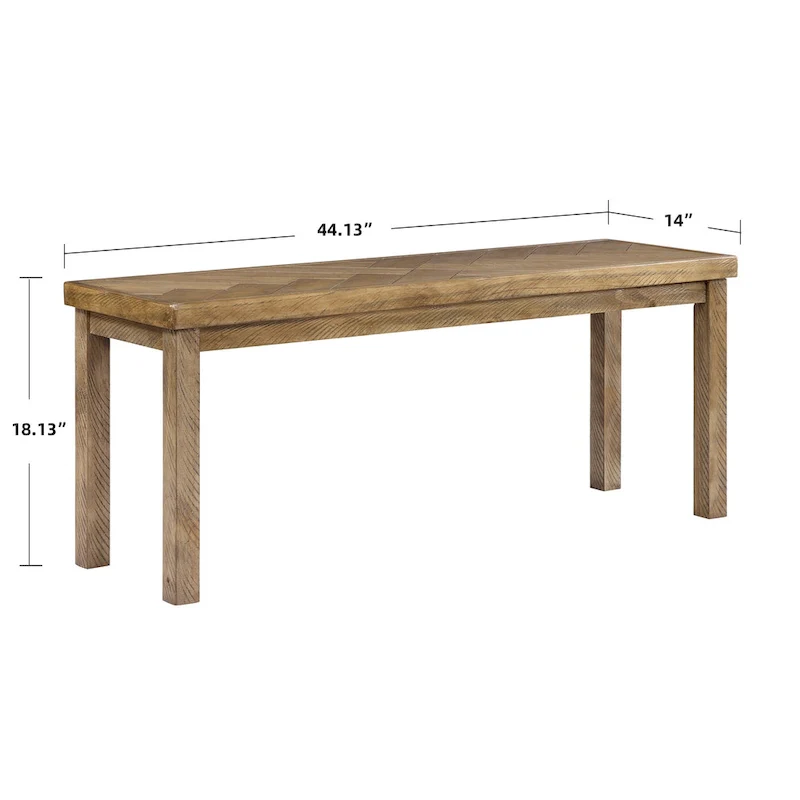 Chevron Pattern 44 Length Wooden Entryway Dining Bench