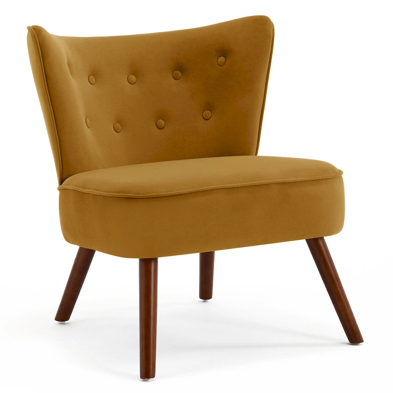 Tufted Velvet Accent Chair Upholstered Living Room Side Chair - 27.6 W x 28 D x 31.3 H