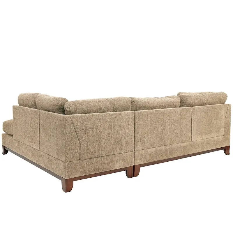 Poundex 3 Piece Fabric Sectional Sofa Set with Ottoman