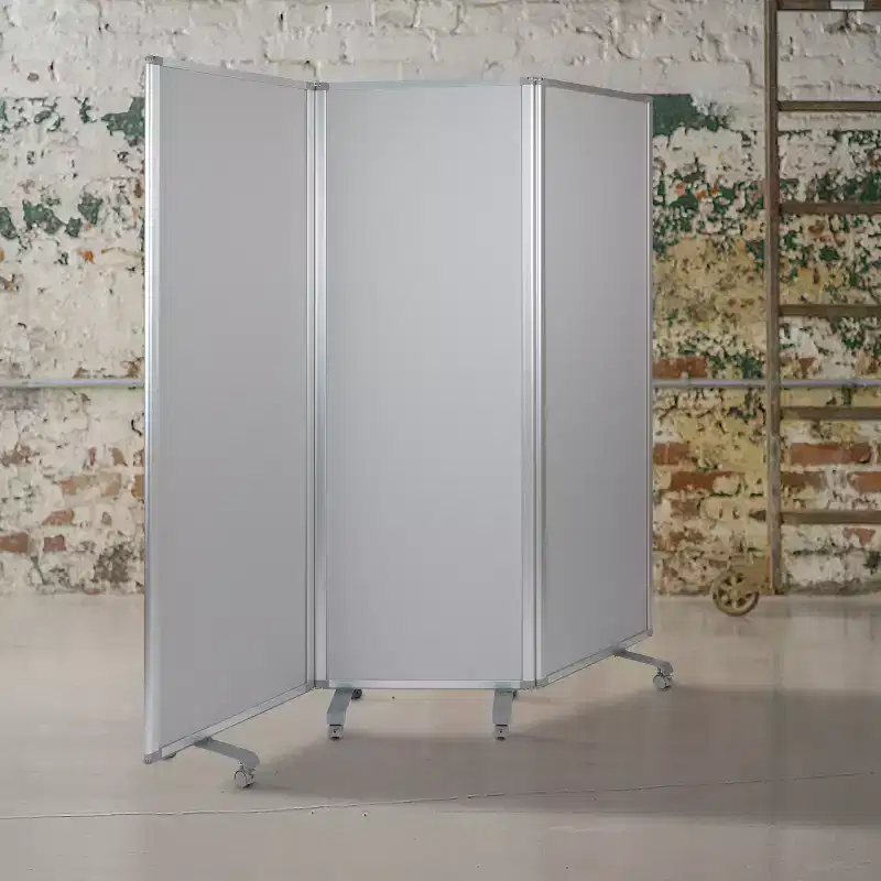 Flash Furniture Double Sided Mobile Magnetic Whiteboard/Cloth Partition with Lockable Casters, 72H x 24W (3 sections included)