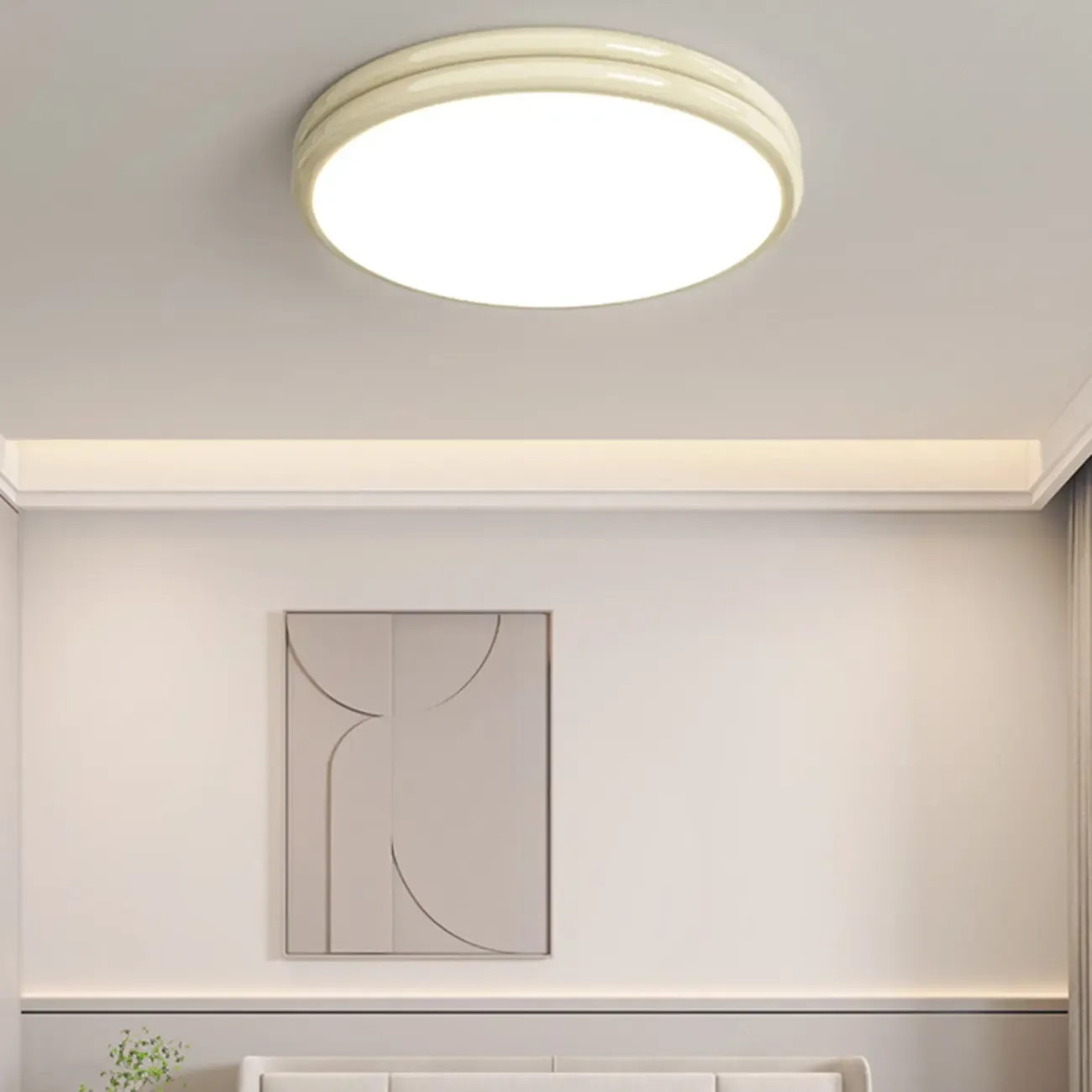 Double-Layer Round Flush Mount Ceiling Light for Living Room