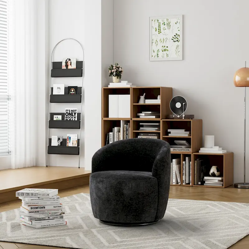 Ouyessir Accent Upholstered Round Velvet 360 Degree Swivel Sofa Chairs