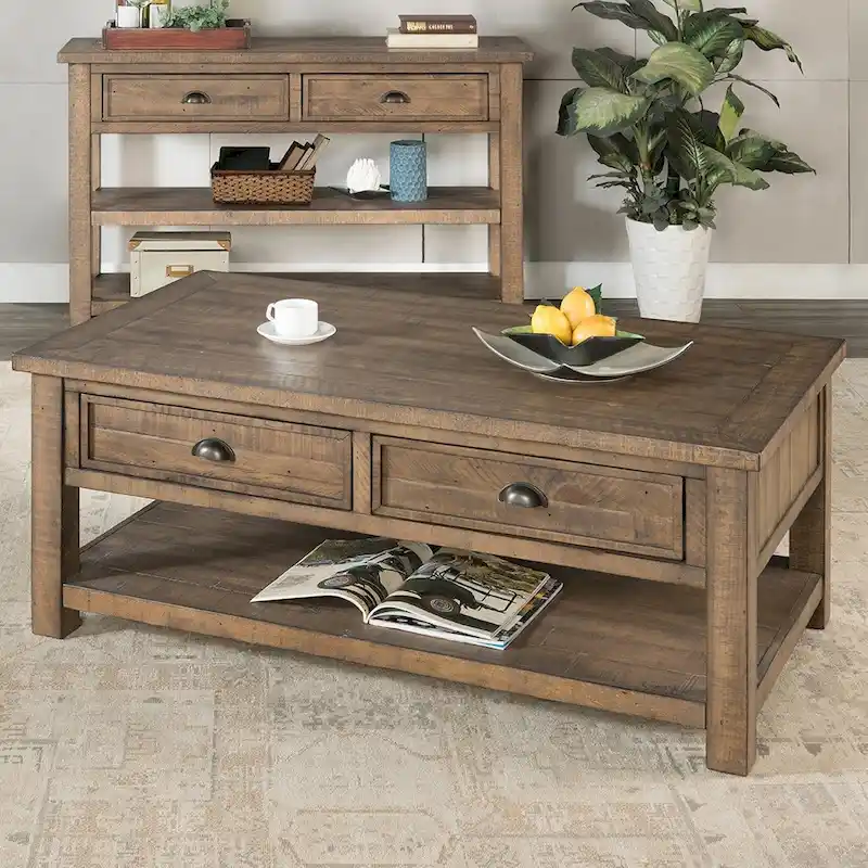 The Gray Barn Downington Solid Wood 2-Drawer Coffee Table