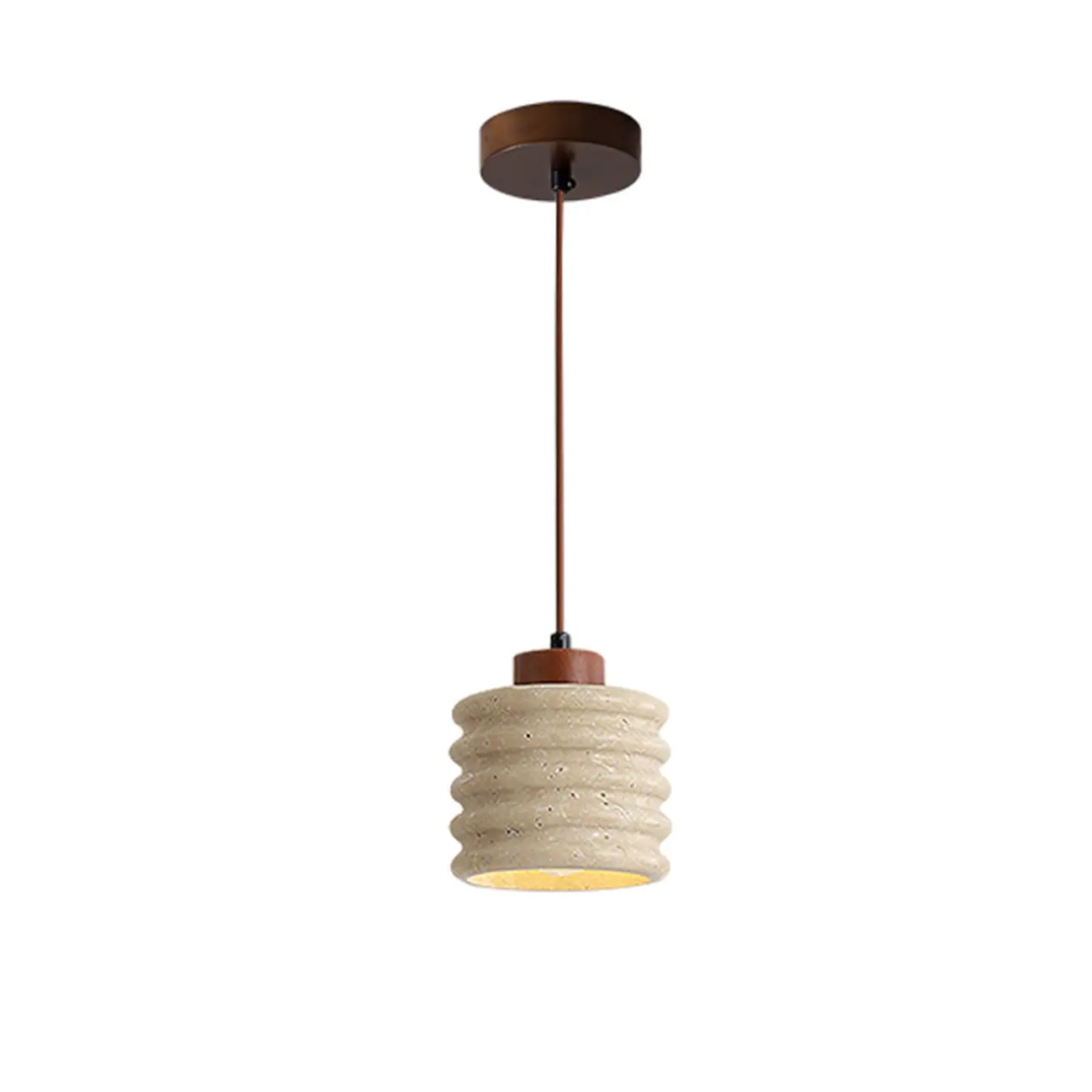 Cylinder Wood Stone Rope Bedside Pendant Light