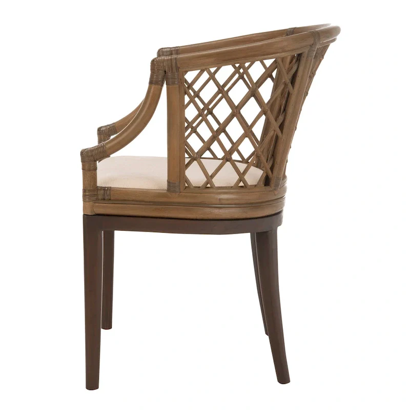 Theona Rattan Lattice Arm Chair - 22.3W x 23L x 31.3H - 22Wx23Dx31H