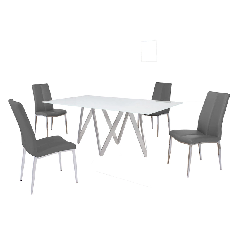 Somette Alyssa Starphire White 5-Piece Dining Set