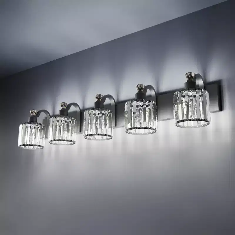 Modern Vanity Light Fixture  Black Wall Light with Round Glass Shades for Bathroom Mirror & Shower