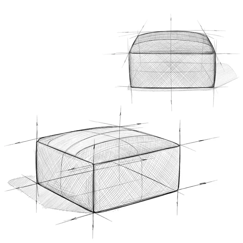 WYNDENHALL Irena Square Woven Pouf in Grey and White Recycled PET Polyester