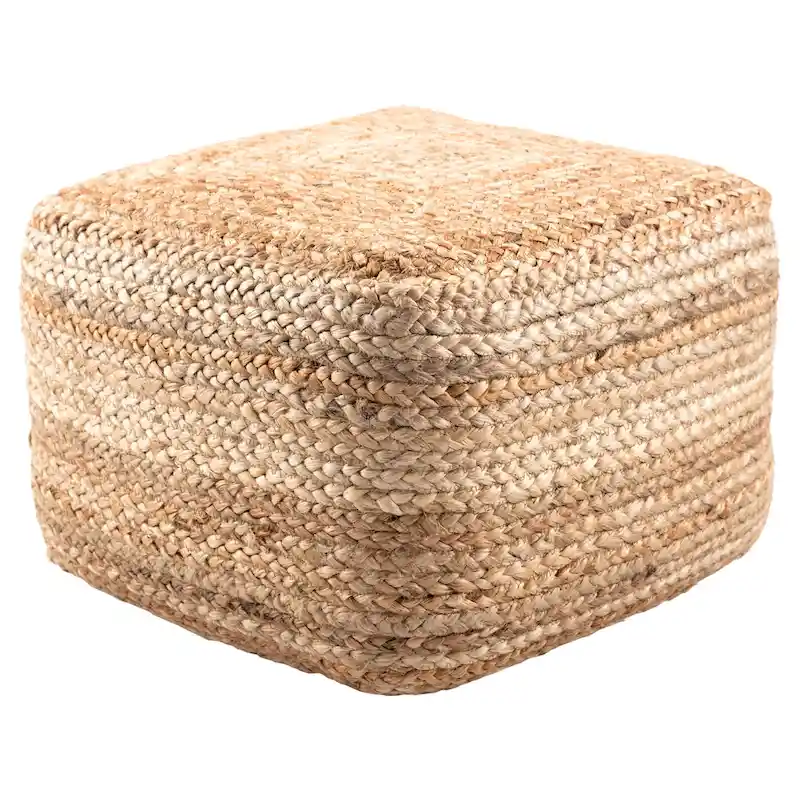 Juniper Home Saba Square Jute Pouf Ottoman/Foot Stool