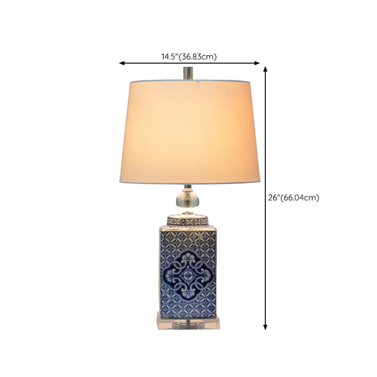 Blue Traditional Ceramic Table Lamp with Fabric Shade