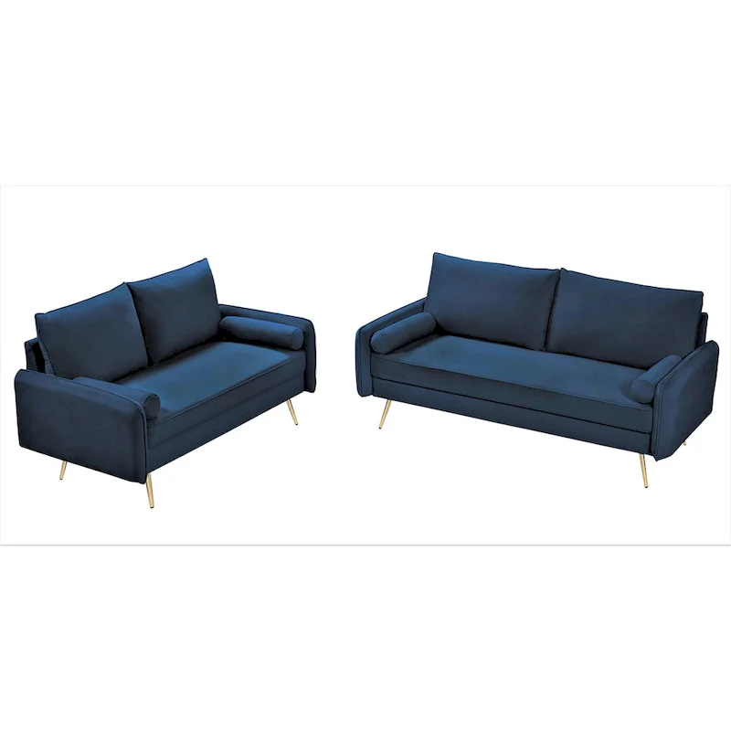 Mid-Century Modern Velvet 2-Piece Living Room Set