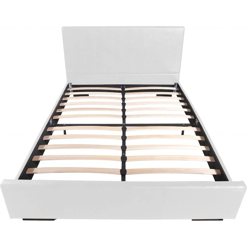 HomeRoots White Faux Leather King Bed Frame