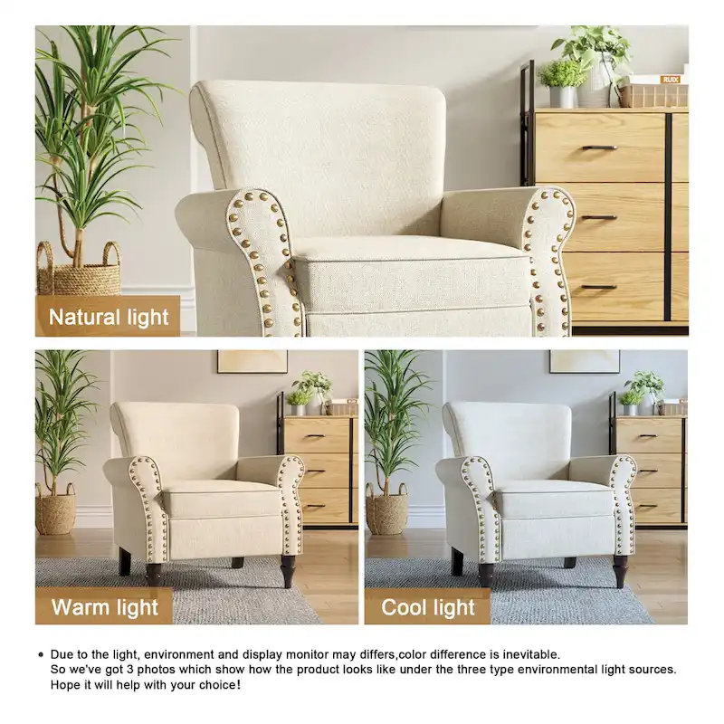 Living Room Armchair with Nailhead Trim - 29.9 W x 29.9 H x 32.9 D