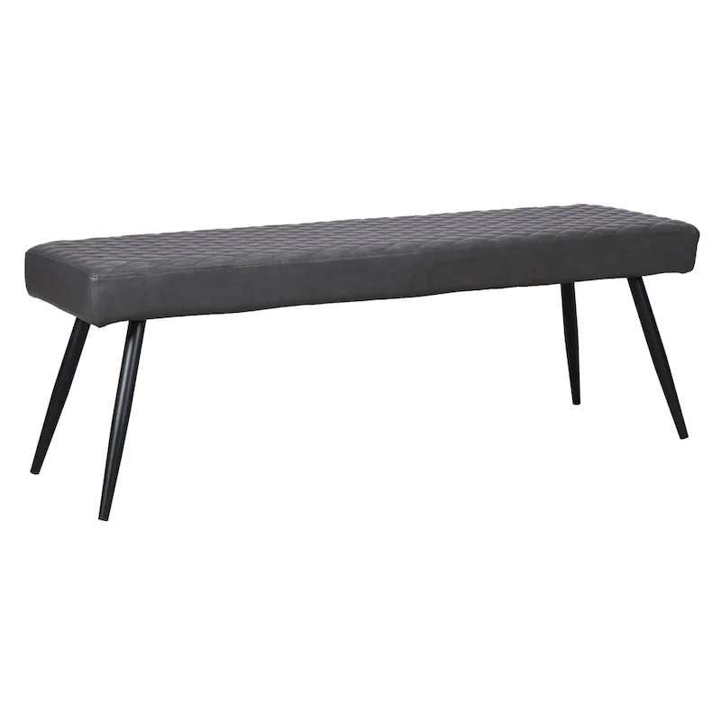 HomeRoots 54 Dark Gray and Black Faux Leather Upholstered Dining Bench - 53.54' X '18.7' X '16.54