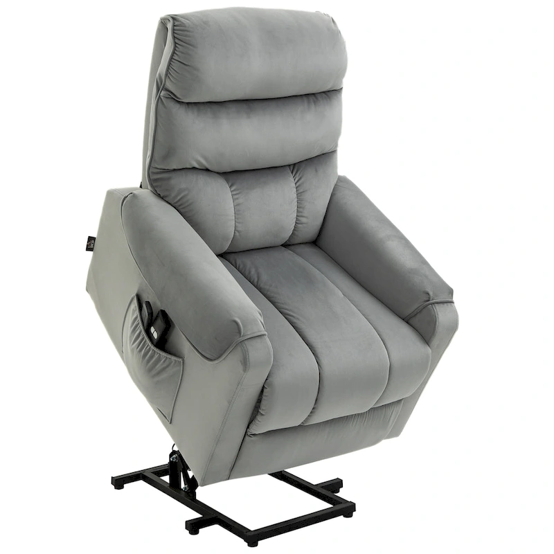 HOMCOM Electric Power Lift Recliner, Upholstered Vibration Massage Chair with Remote Control