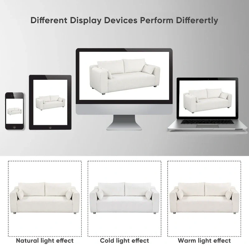 Modern Loop Yarn Fabric Sofa with Extra Wide Domed Arms
