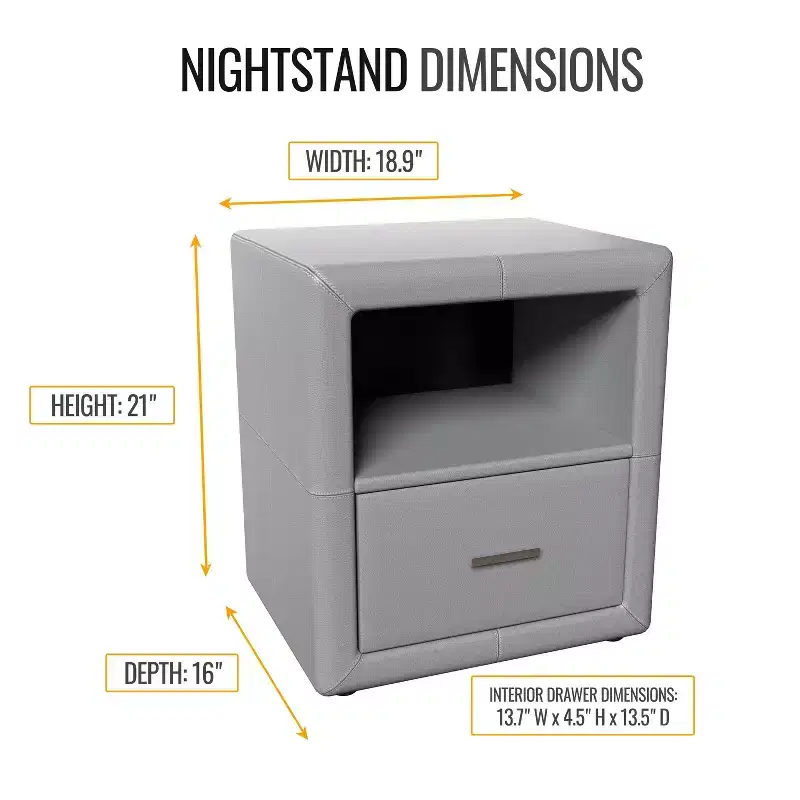 Reunion Faux Leather Upholstered Nightstand - Eco Dream