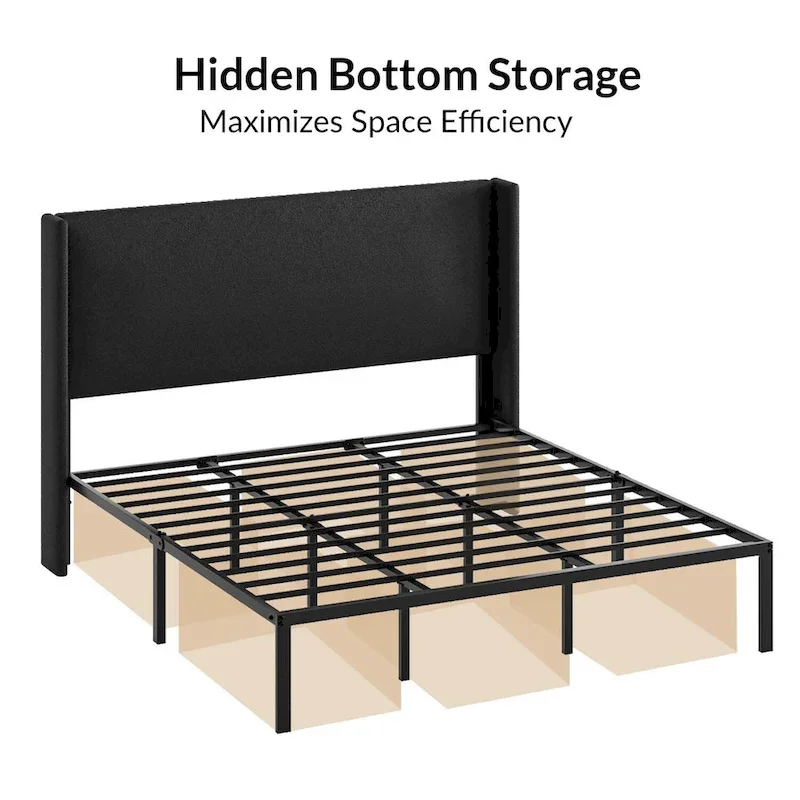 Louise Traditional Washable Slipcover Bed Upholstered Metal by HULALA HOME