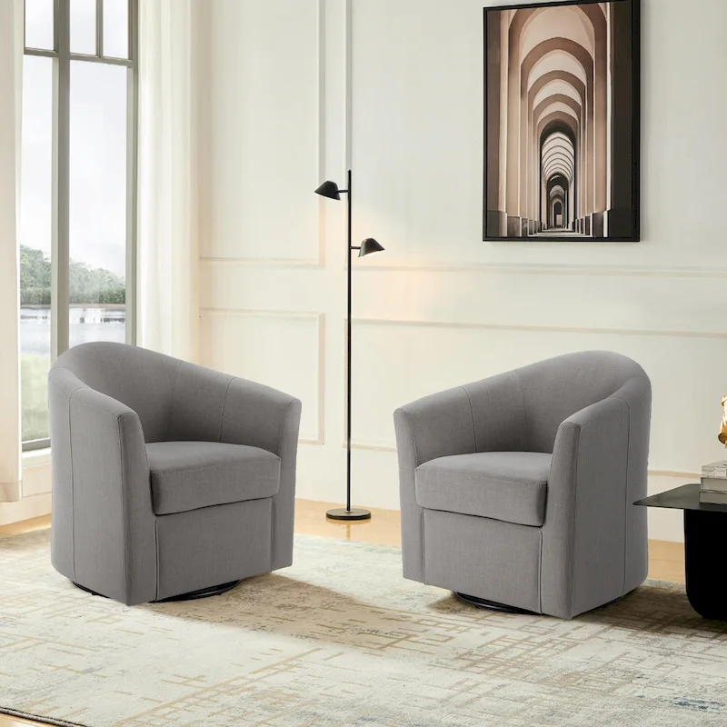 Modern Upholstered Swivel Barrel Chair Living Room Accent Chair
