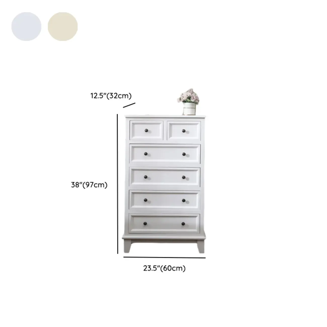 Elegant Wooden 7-Drawer White Dresser with Metal Handle