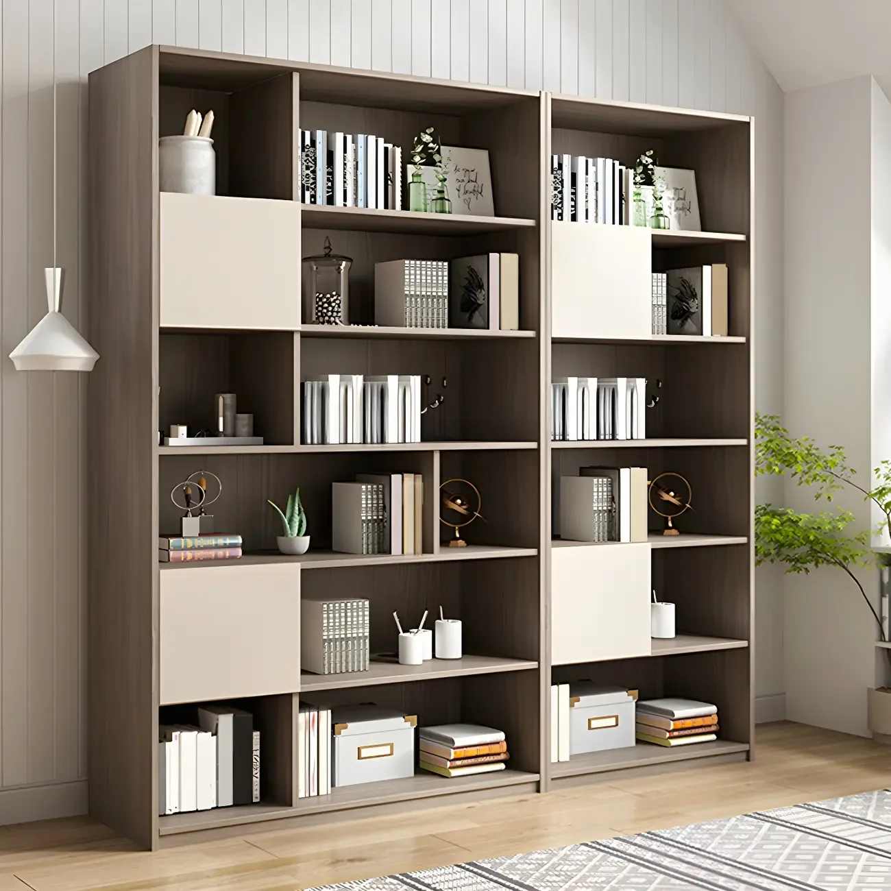 75 Stylish Wooden Bookcase with Cabinet for Home Office