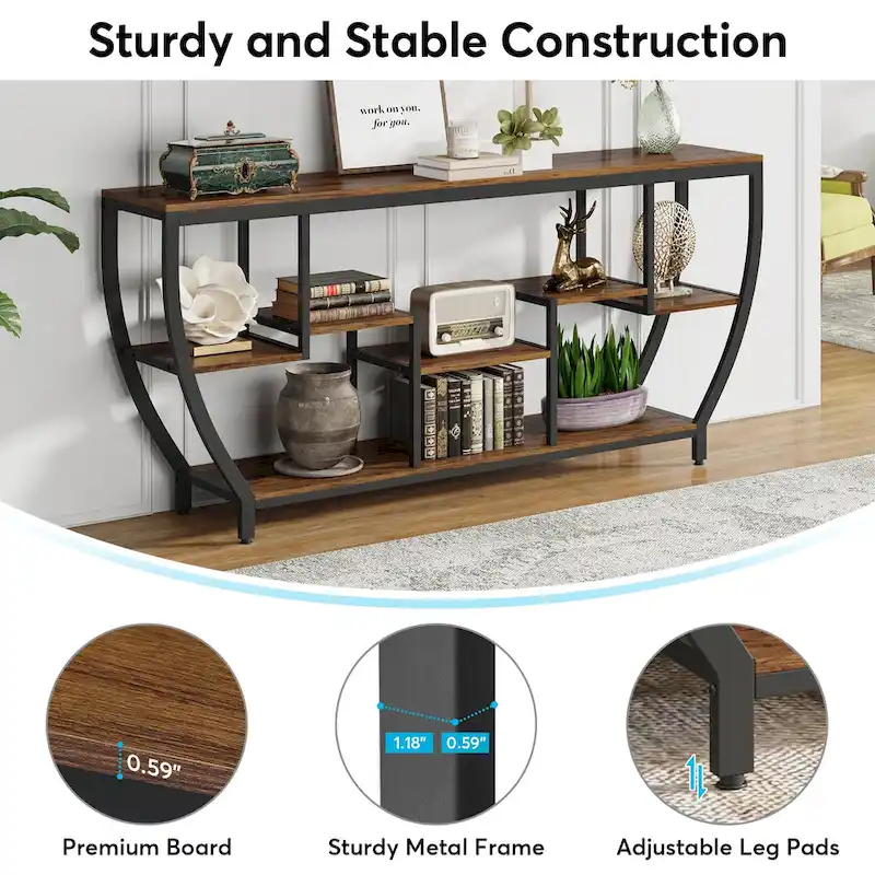 70.9 Inch Extra Long Console Table with Shelves,Sofa Console Table