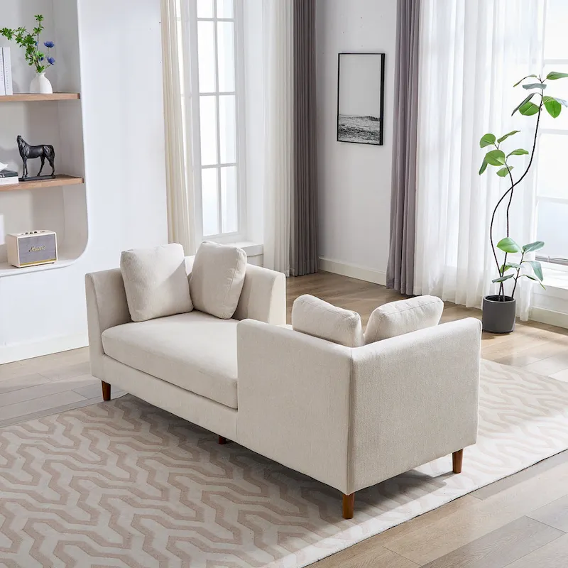 Wide Modern Double-Sided Upholstered Chaise Lounge