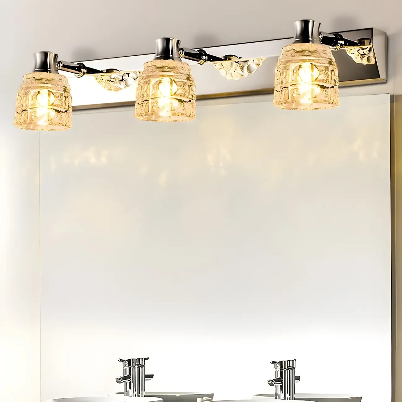 Modern Chrome Crystal Bathroom Vanity Light