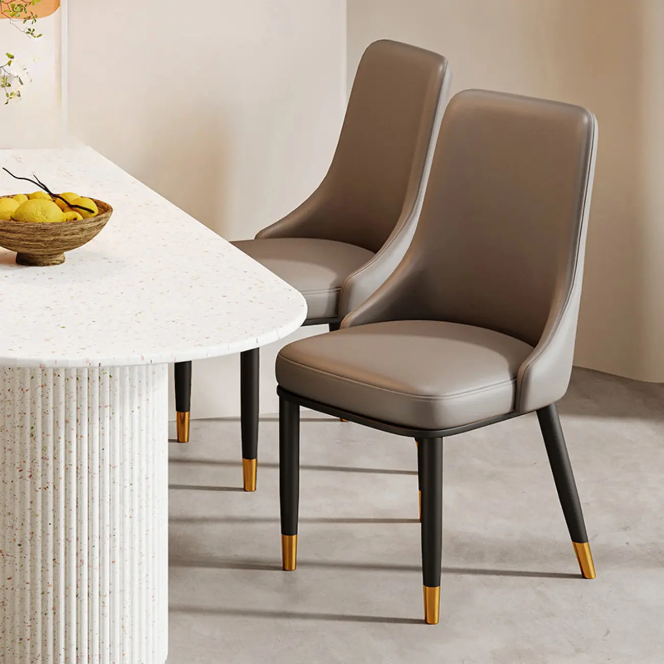 Modern Upholstered Metal Leather Dining Chairs