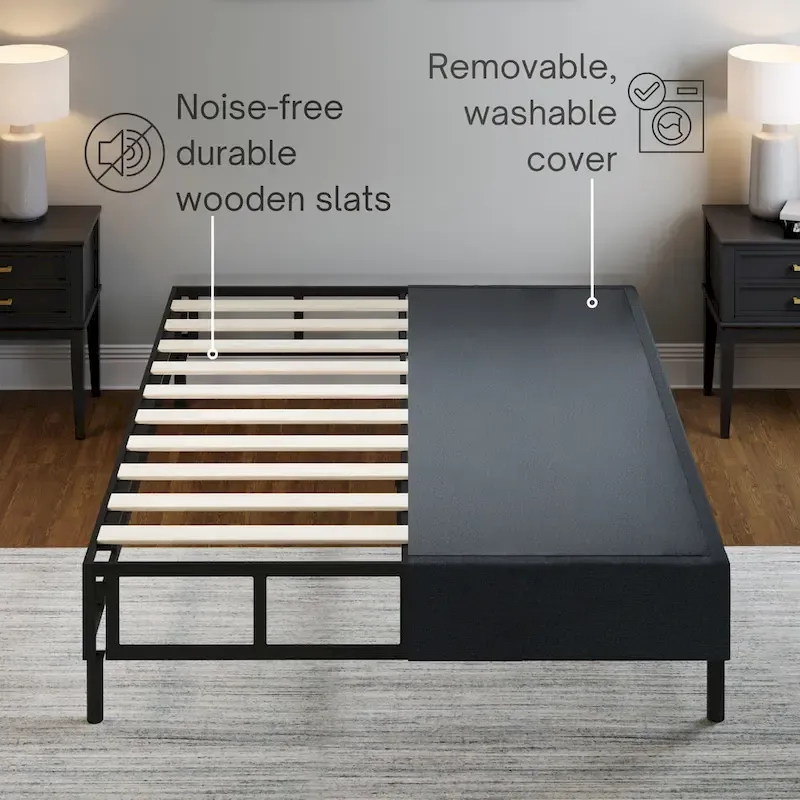Omni 2-in-1 Metal Box Spring Foundation & Bed Frame, Headboard Brackets & Legs Included